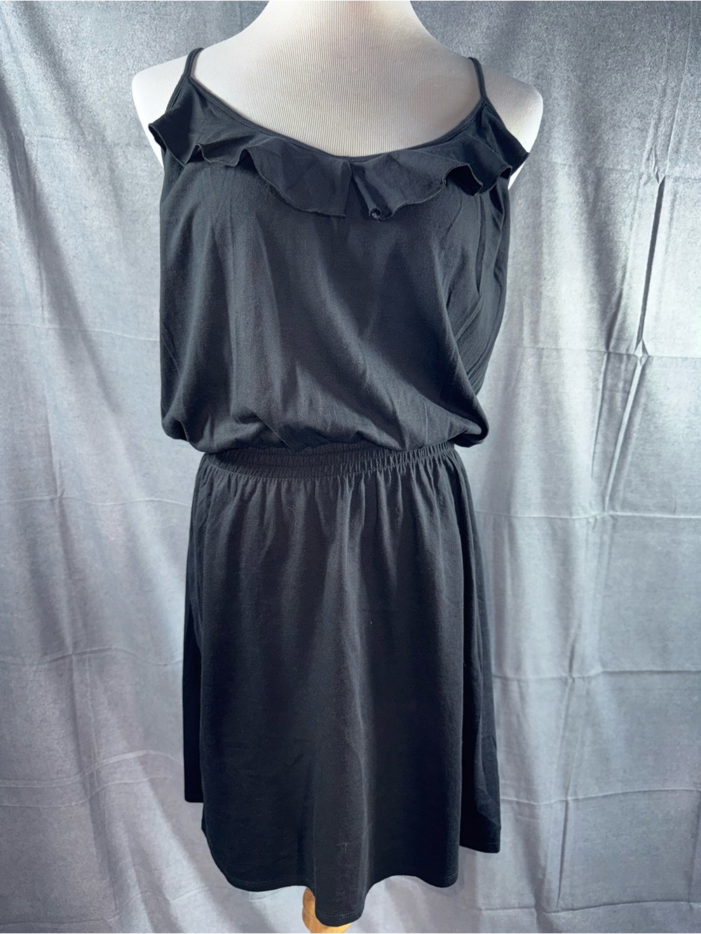 2462-Express Black Ruffle-Trim Sleeveless Mini Dress